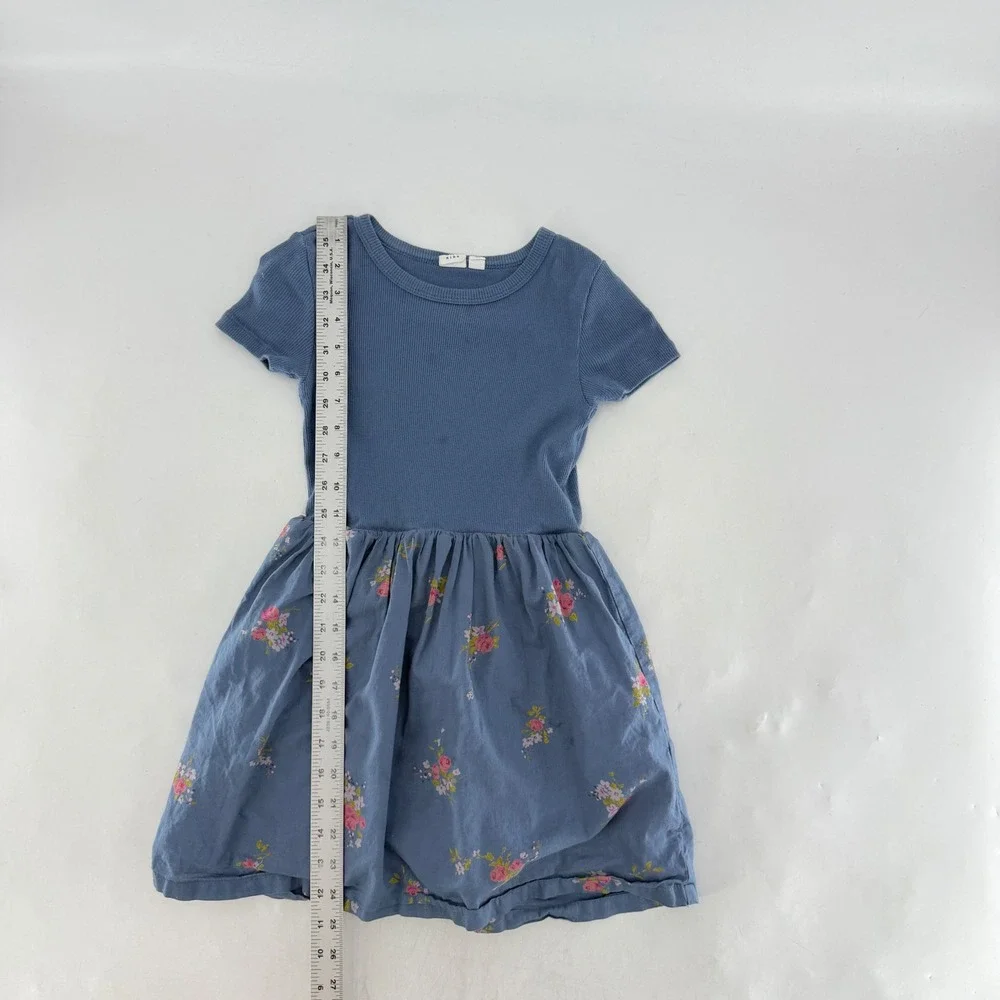 Gap Kids Blue Floral Short Sleeve‎ Dress Size S 120cm